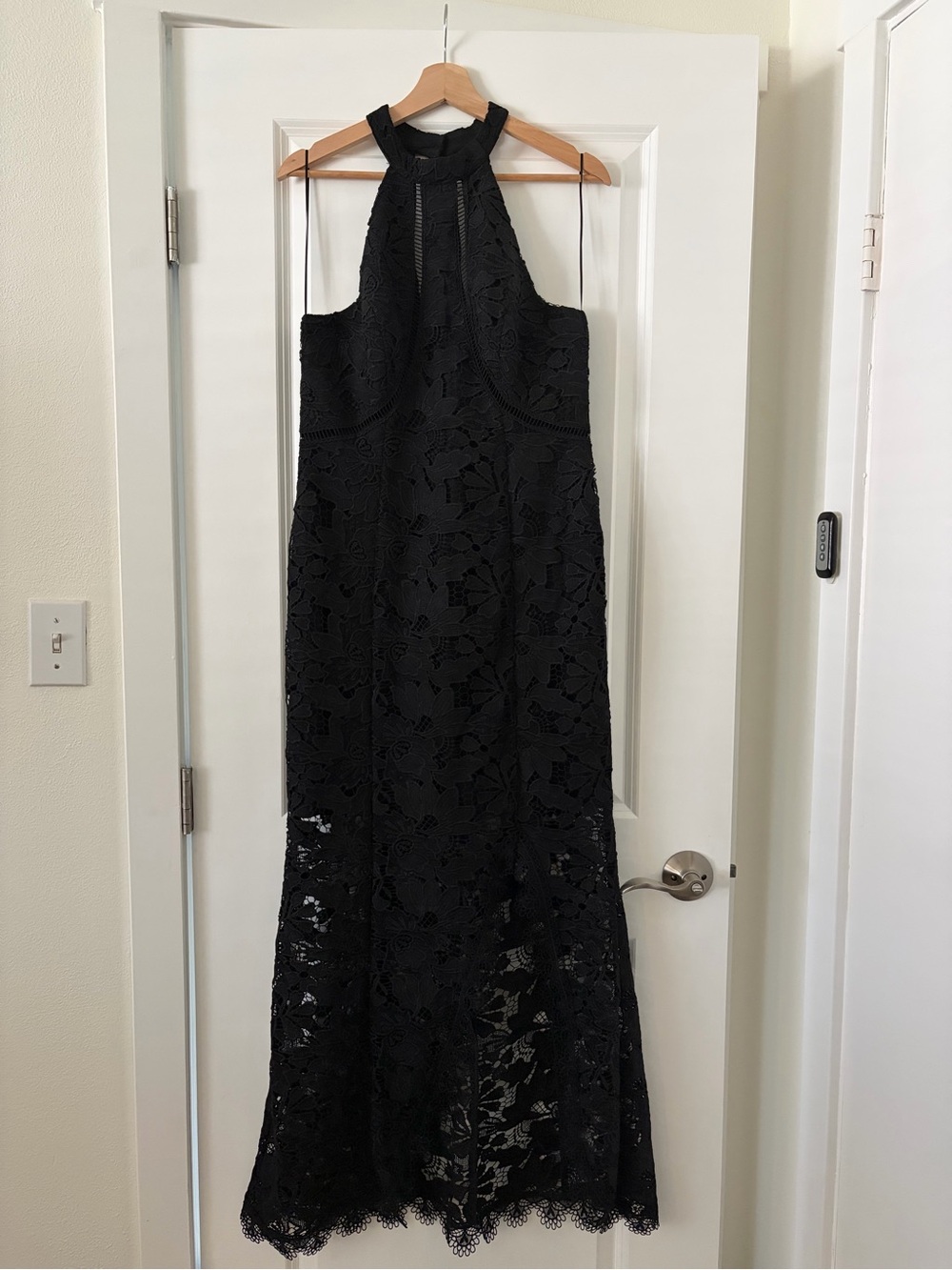 Black Lace Halter Maxi Dress